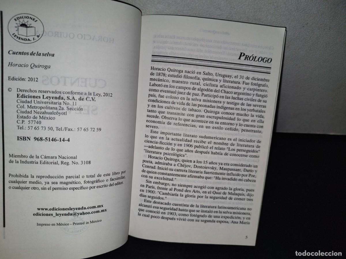 Libros de segunda mano: 87-2- CUENTOS DE LA SELVA - HORACIO QUIROGA - EDICIONES LEYENDA - Foto 5