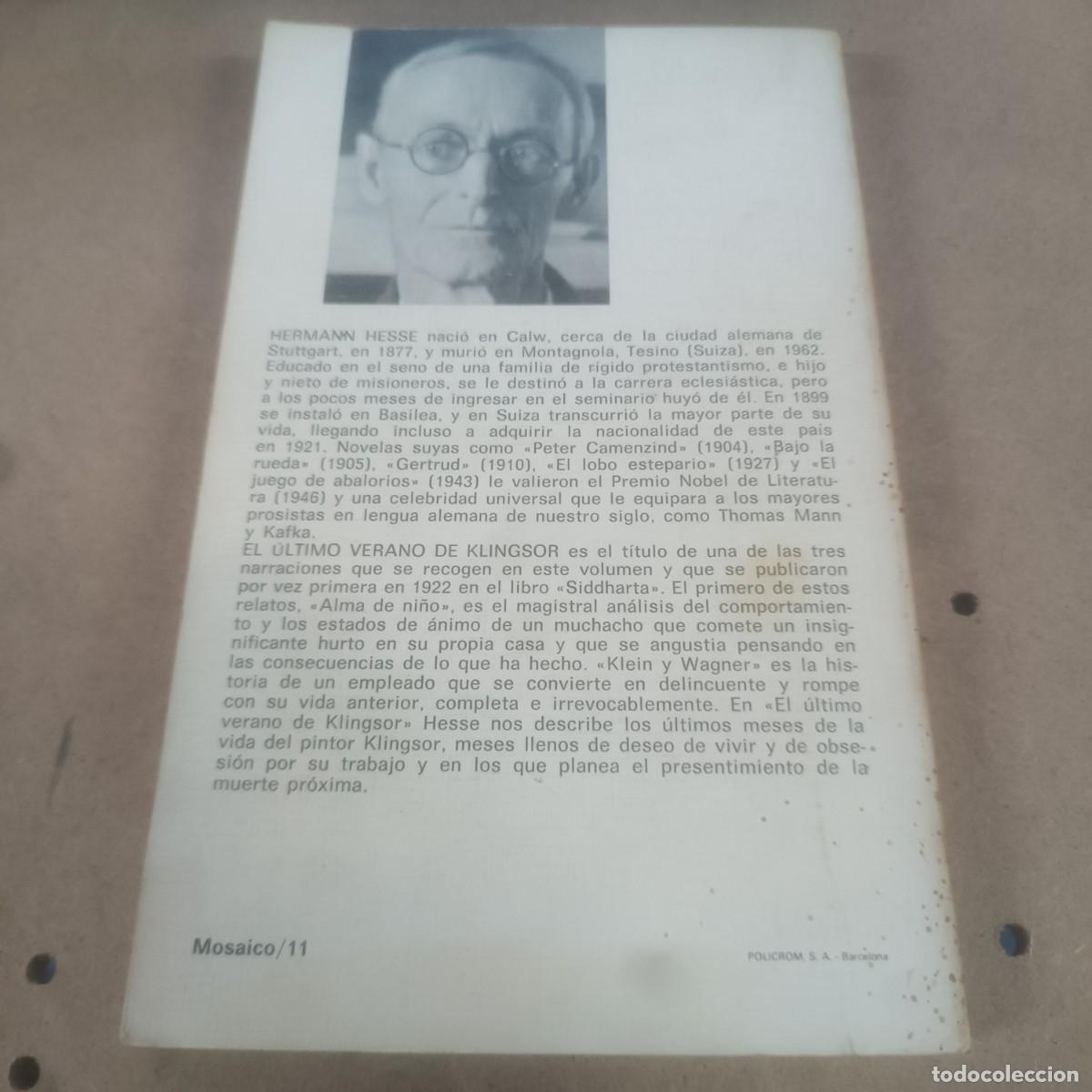Libros de segunda mano: El &uacute;ltimo verano de Klingsor - Hermann Hesse REF 1824 - Foto 2