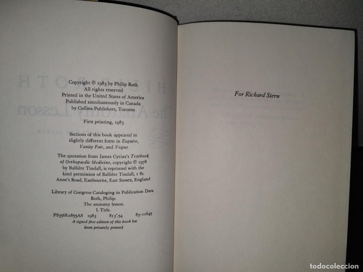 Libros de segunda mano: 87-2- THE ANATOMY LESSON - PHILIP ROTH - FIRST PRINTING, 1983 - Foto 8