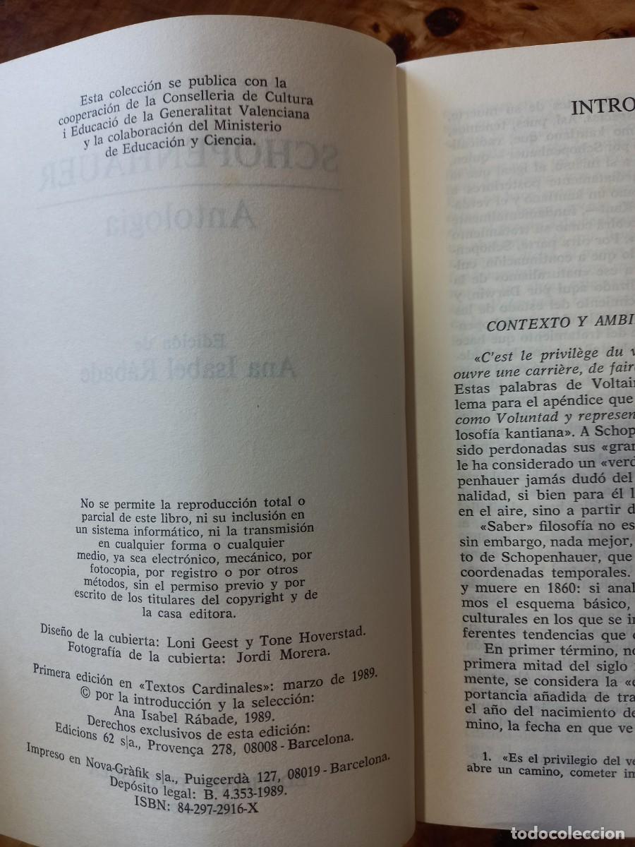 Libros de segunda mano: SCHOPENHAUER - EDICI&Oacute;N DE ANA ISABEL R&Aacute;BADE - ED. PEN&Iacute;NSULA - 1989 - Foto 4