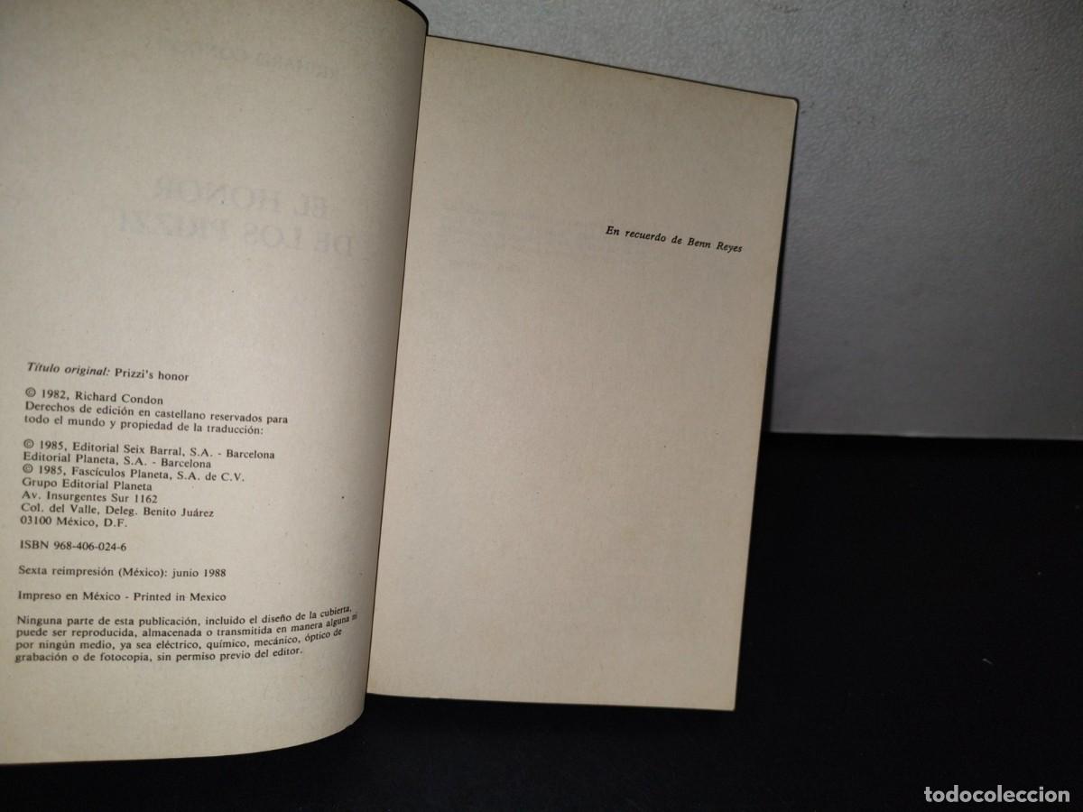 Libros de segunda mano: 79- EL HONOR E LOS PRIZZI - RICHARD CONDON - 1988 - Foto 5