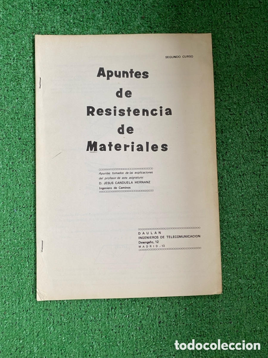 Libros de segunda mano: Apuntes de Resistencia de Materiales - D. JESUS CANDUELA HERNANZ - Foto 1