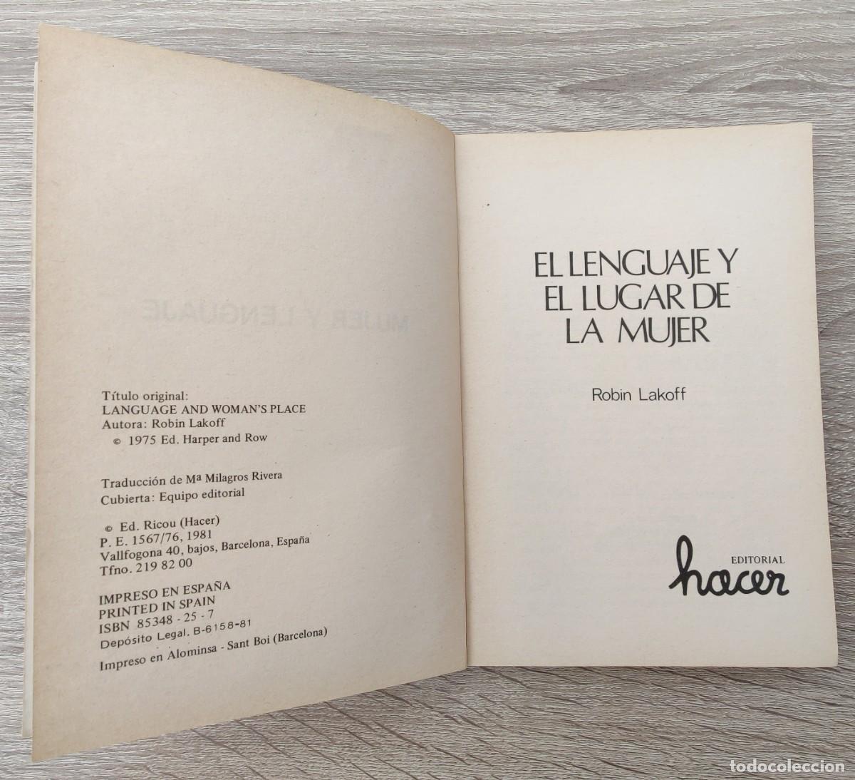 Libros de segunda mano: Libro El Lenguaje y el Lugar de La Mujer. - Foto 3