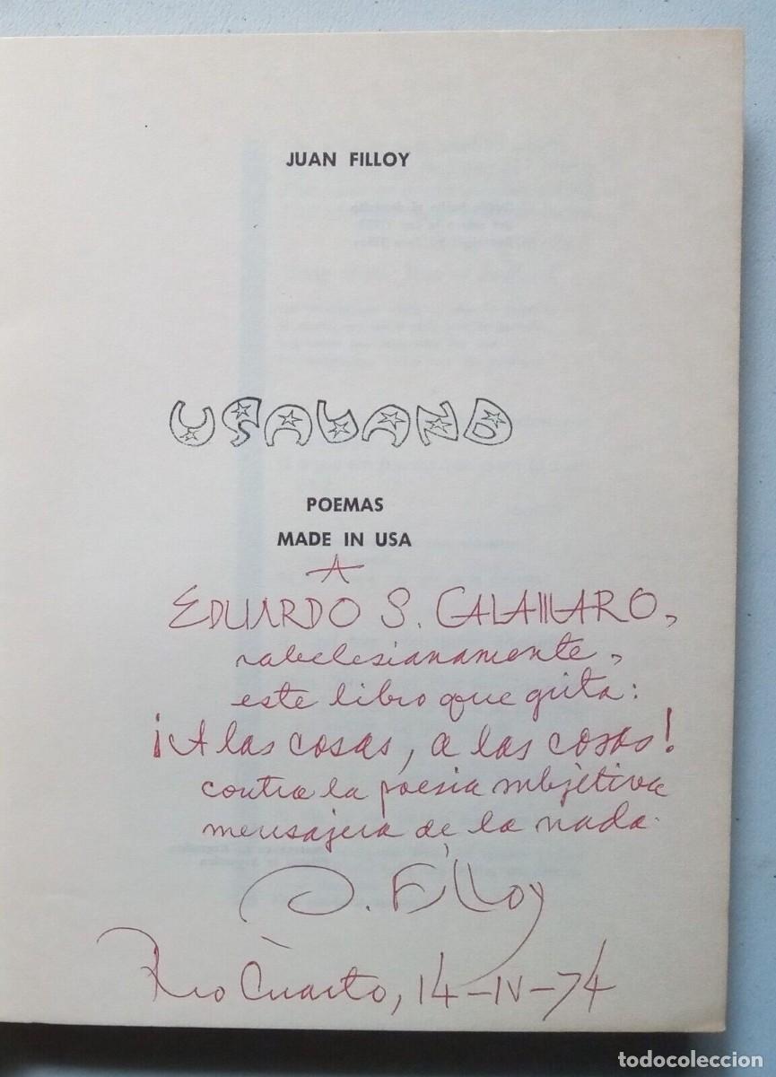 Libros de segunda mano: Filloy, Juan - Usaland - Primera Edici&oacute;n - (1973) - SIGNED - Foto 2