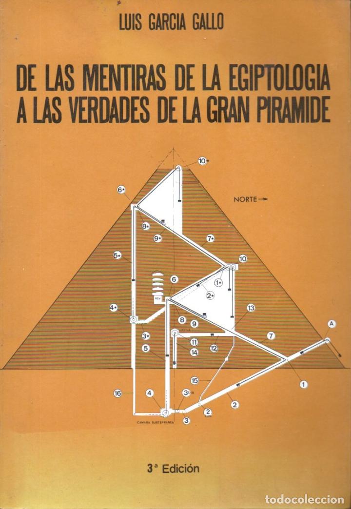 Libros de segunda mano: L. GARCIA GALLO : DE LAS MENTIRAS DE LA EGIPTOLOGIA A LAS VERDADES DE LA GRAN PIR&Aacute;MIDE (1988)