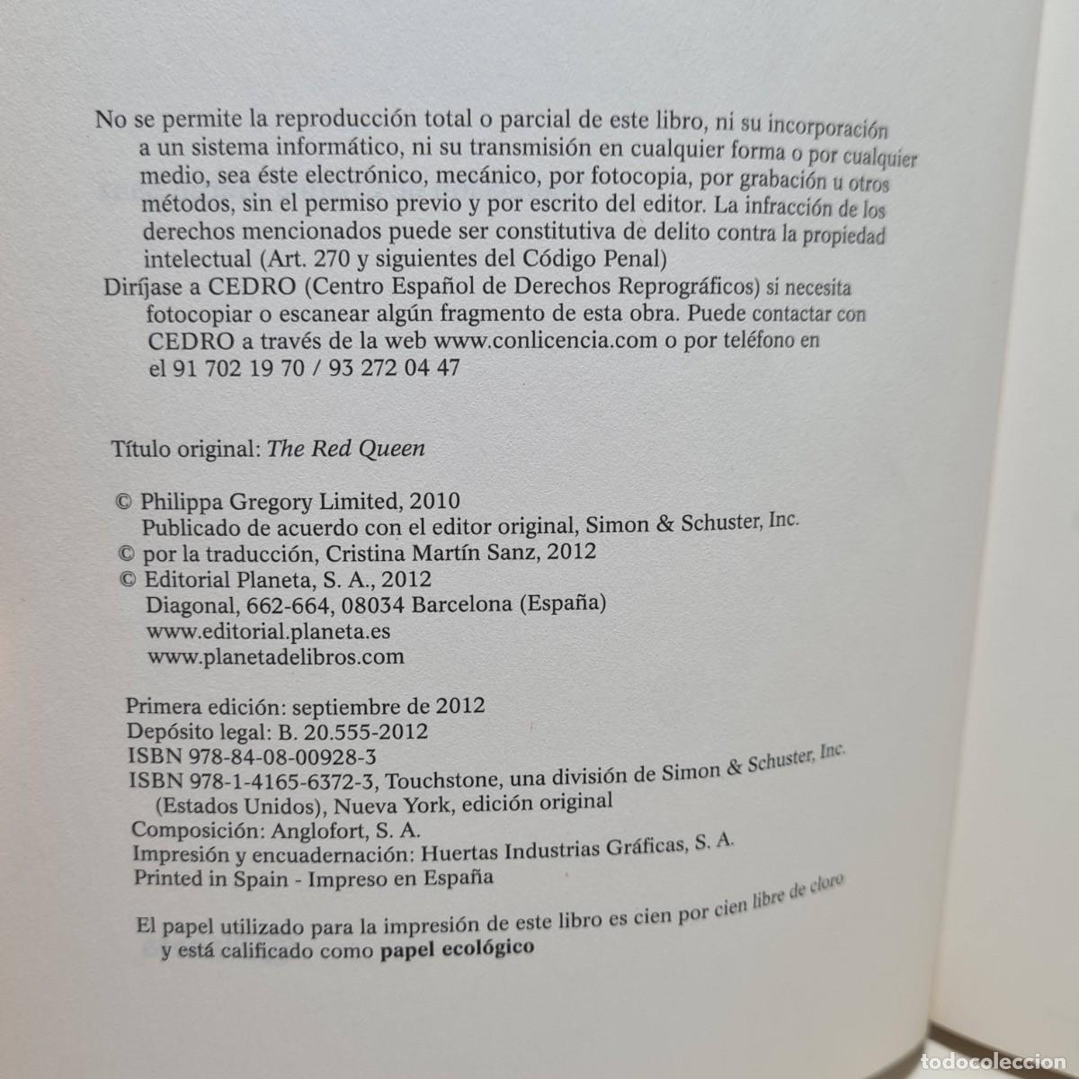 Libros de segunda mano: LA REINA ROJA - PHILIPPA GREGORY - PLANETA - PRIMERA EDICION 2012 - Foto 6