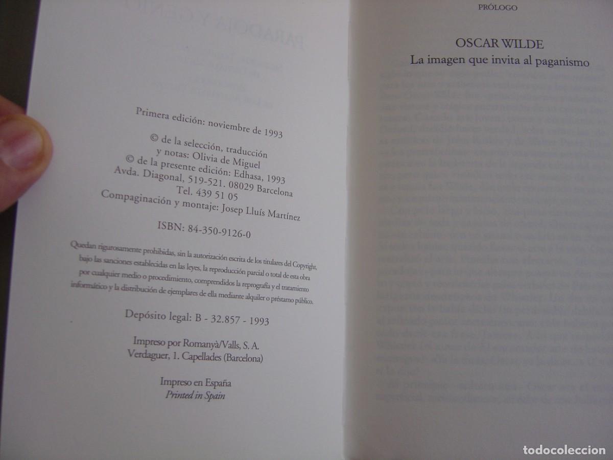 Libros de segunda mano: PARADOJA Y GENIO. OSCAR WILDE. EDHASA. 1&ordf; EDICI&Oacute;N 1993 - Foto 5