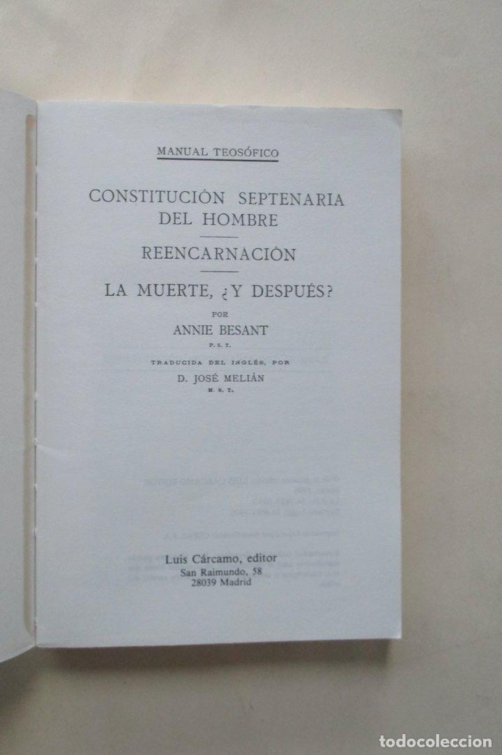 Libros de segunda mano: MANUAL TESOFICO - DRA. ANNIE BESANT - Foto 2
