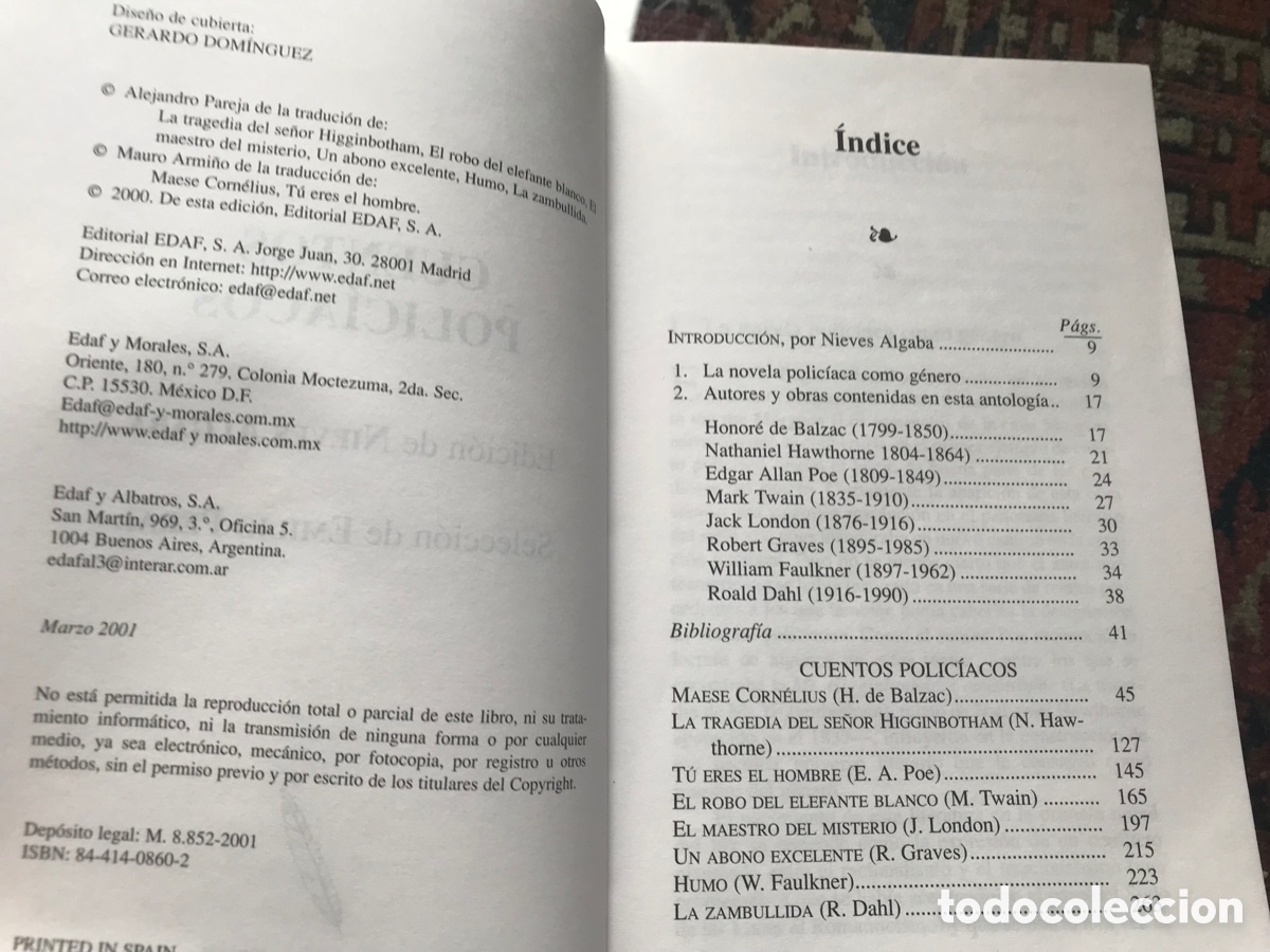 Libros de segunda mano: Cuentos policiacos. Edici&oacute;n de Nieves Algaba. Biblioteca Edaf. Como nuevo - Foto 4
