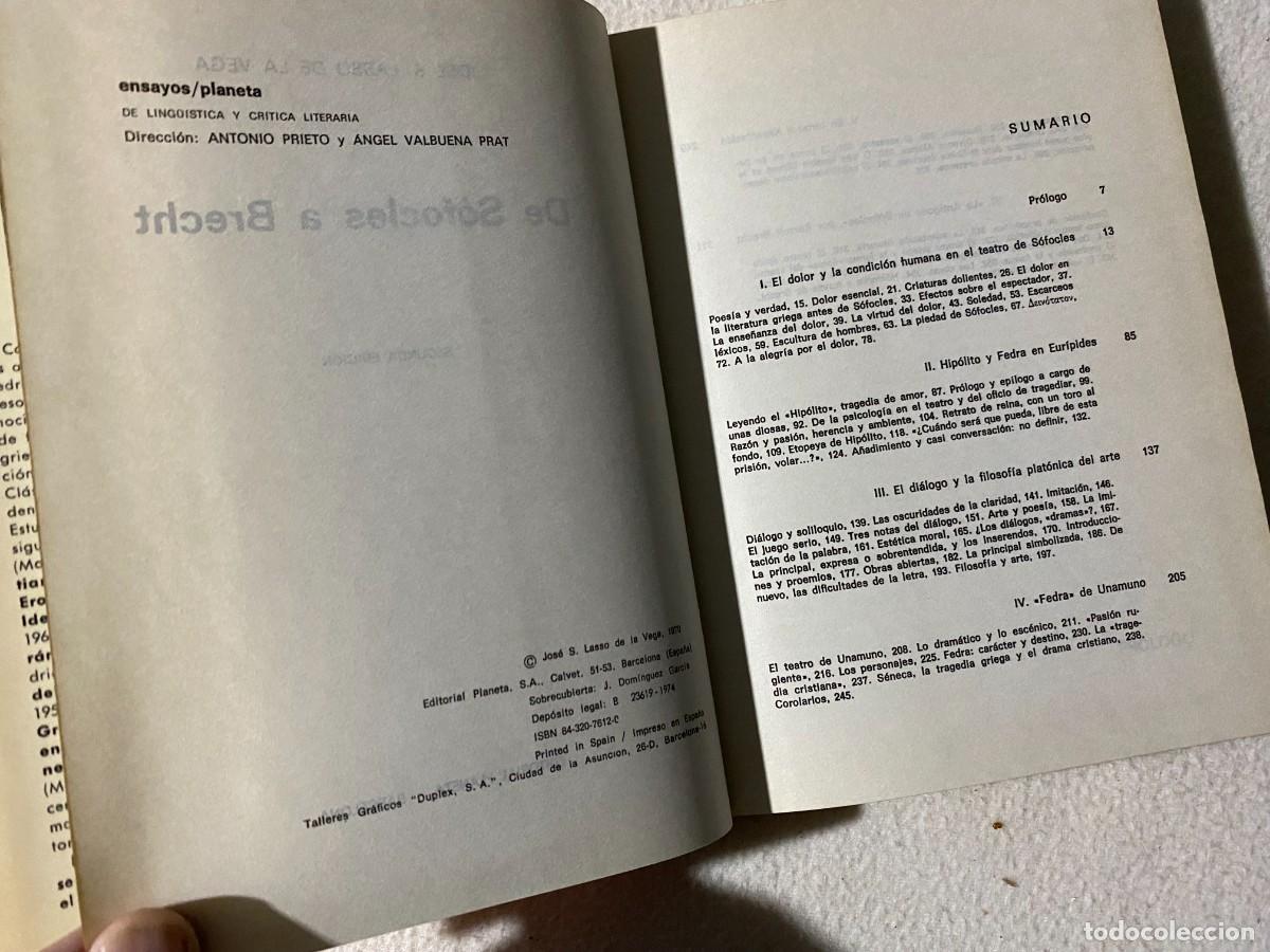 Libros de segunda mano: DE S&Oacute;FOCLES A BRECHT - JOS&Eacute; S. LASSO DE LA VEGA - PLANETA - Foto 7