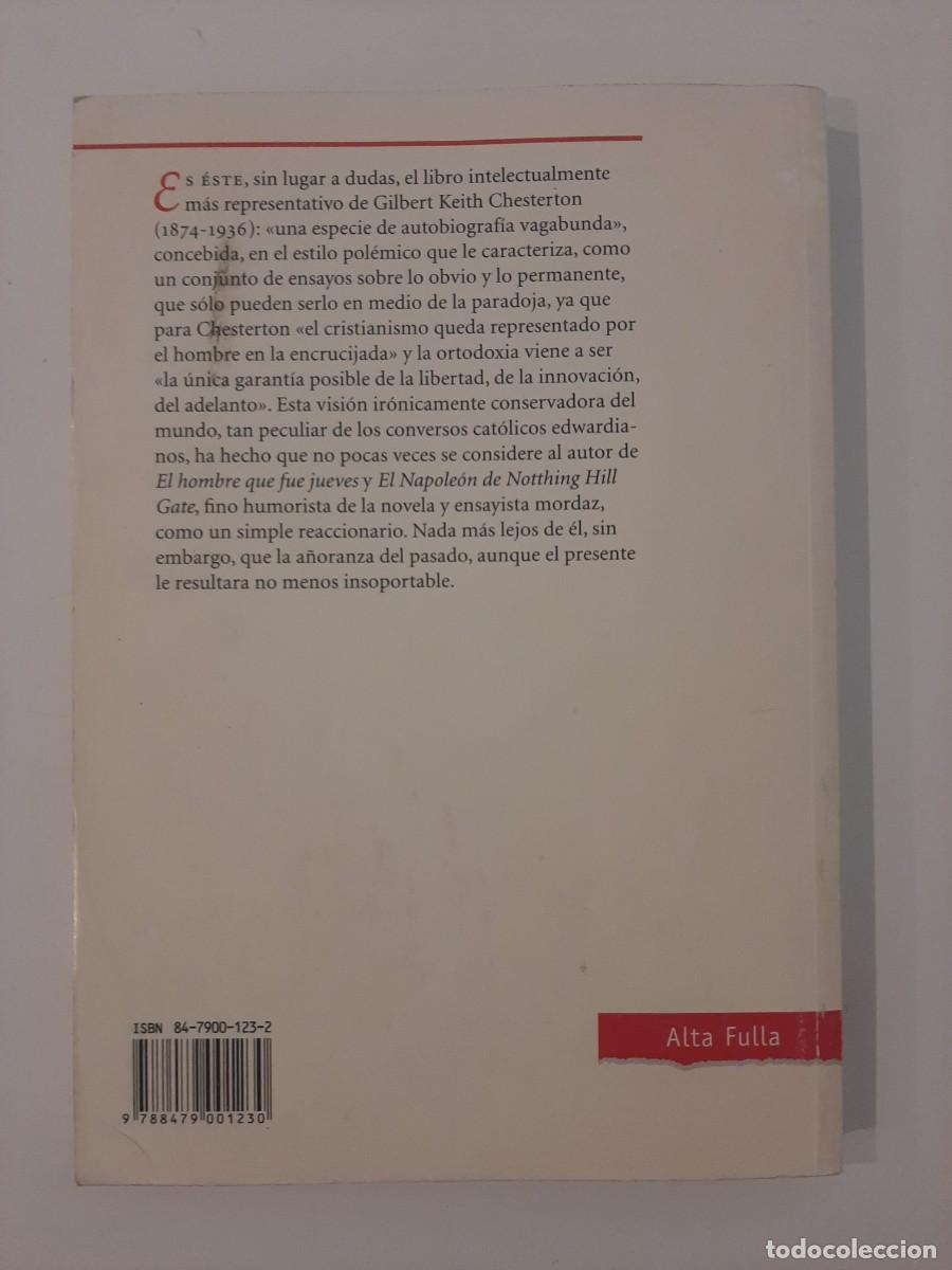 Libros de segunda mano: ORTODOXIA. G. K. CHESTERTON. EDITORIAL ALTA FULLA. 2000 - Foto 2