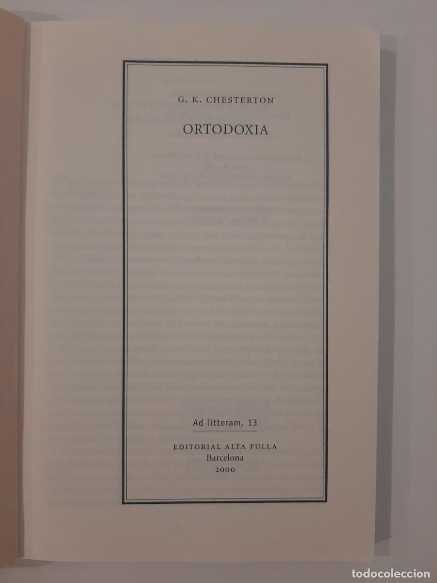 Libros de segunda mano: ORTODOXIA. G. K. CHESTERTON. EDITORIAL ALTA FULLA. 2000 - Foto 4