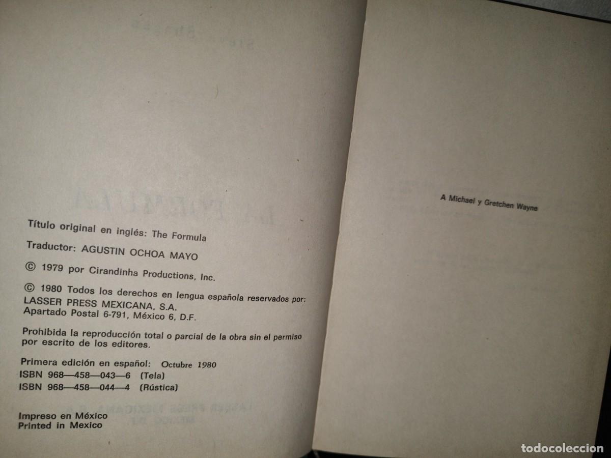 Libros de segunda mano: 80- LA F&Oacute;RMULA - STEVE SHAGAN - PRIMERA EDICI&Oacute;N 1980 - Foto 5