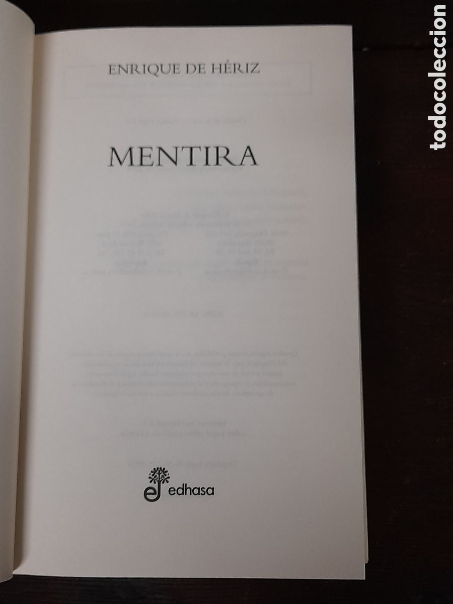 Libros de segunda mano: Mentira, Enrique De H&eacute;riz 2004 - Foto 2