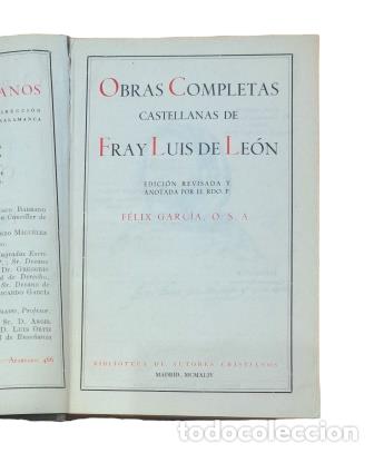 Libros de segunda mano: OBRAS COMPLETAS CASTELLANAS.- Fray Luis de Le&oacute;n (1944) - Foto 2