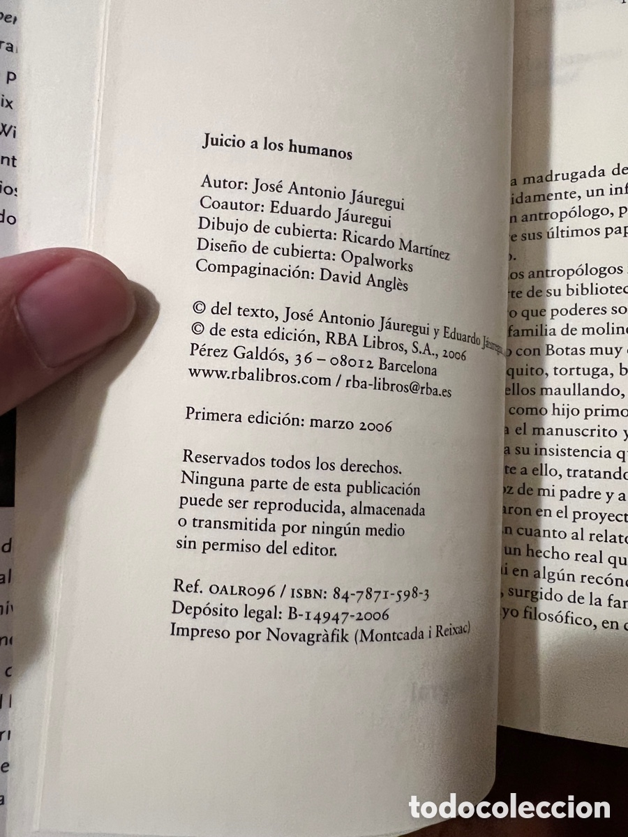 Libros de segunda mano: Juicio a los humanos - Jos&eacute; Antonio J&aacute;uregui 2006 primera edici&oacute;n - Foto 2