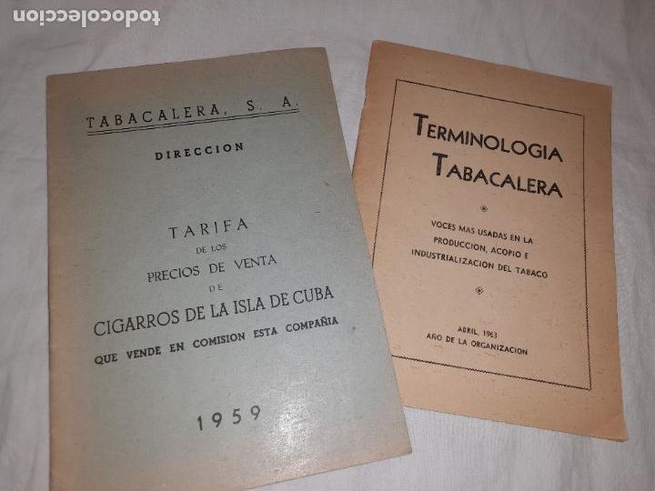 Gebrauchte B&uuml;cher: TERMINOLOGIA TABACALERA+TARIFA PRECIOS VENTA CIGARROS DE CUBA - A&Ntilde;O 1959 - RAROS&bull;TABACOFILIA.