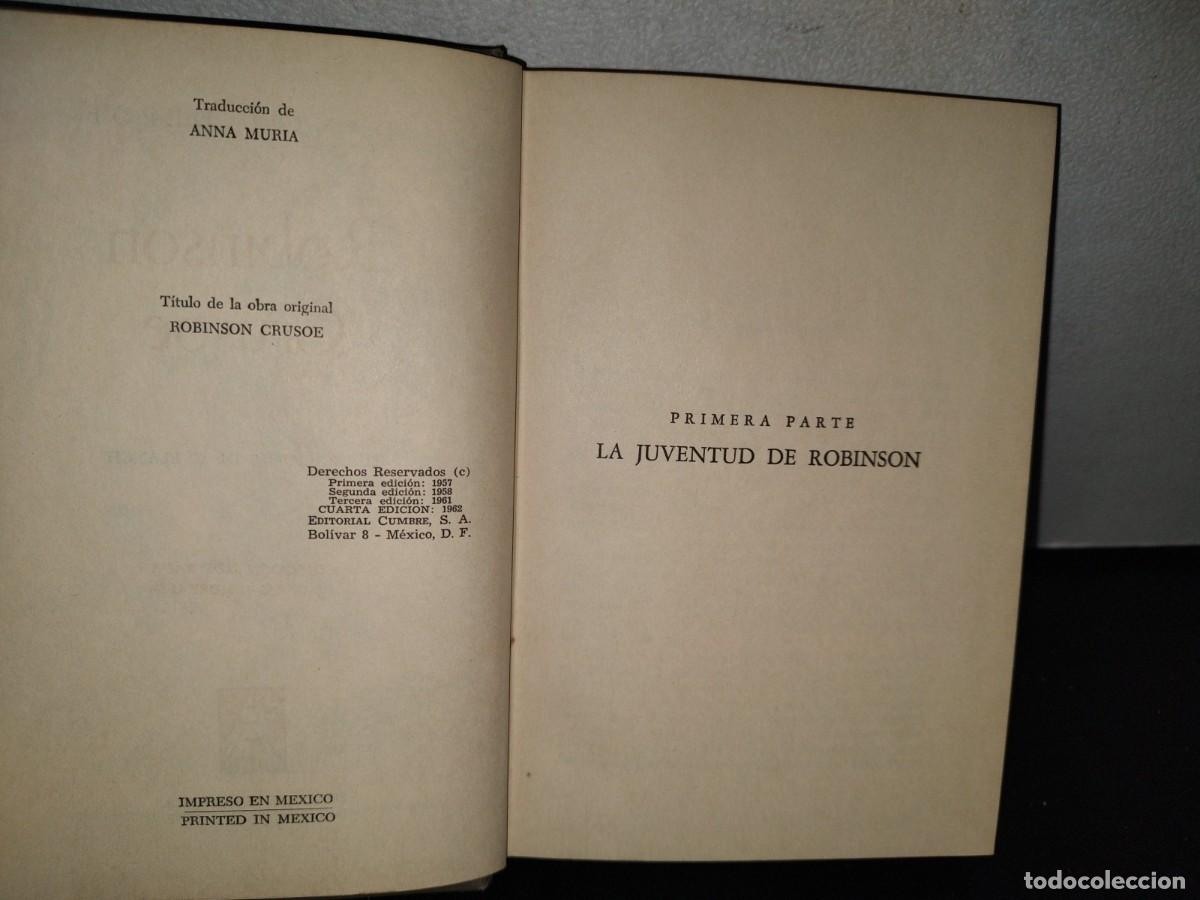 Libros de segunda mano: 83- ROBINS&Oacute;N CRUSOE - DANIEL DEFOE - EDITORIAL CUMBRE 1962 - Foto 4