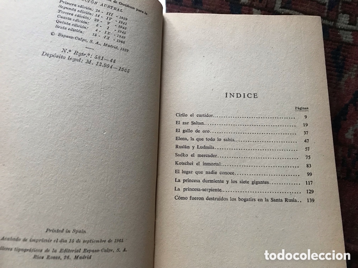 Libros de segunda mano: Cuentos y leyendas de la vieja Rusia. An&oacute;nimo. Colecci&oacute;n austral. - Foto 2