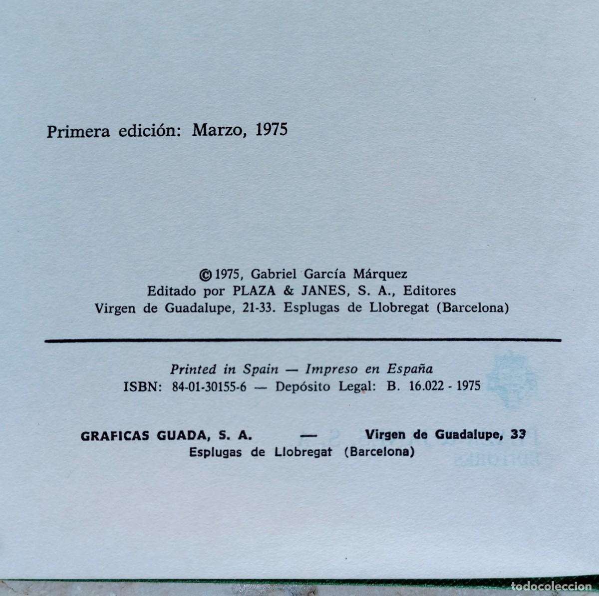 Libros de segunda mano: 1ra Edici&oacute;n M&aacute;rquez El Oto&ntilde;o del Patriarca - Foto 6