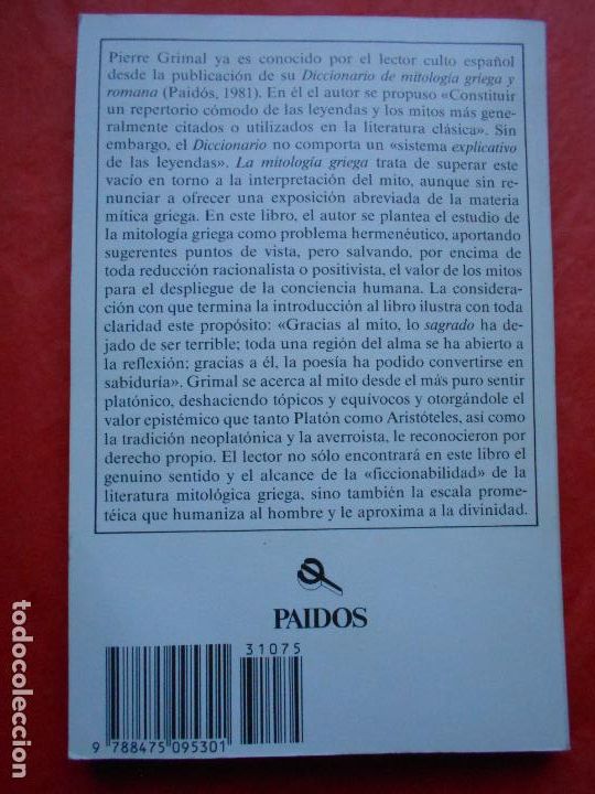 Libros de segunda mano: P. GRIMAL LA MITOLOGIA GRIEGA - Foto 2