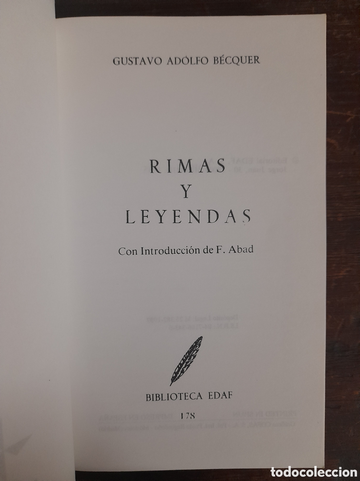 Libros de segunda mano: Rimas Y Leyendas, Gustavo A. B&eacute;cquer - EDAF 1997 - Foto 2