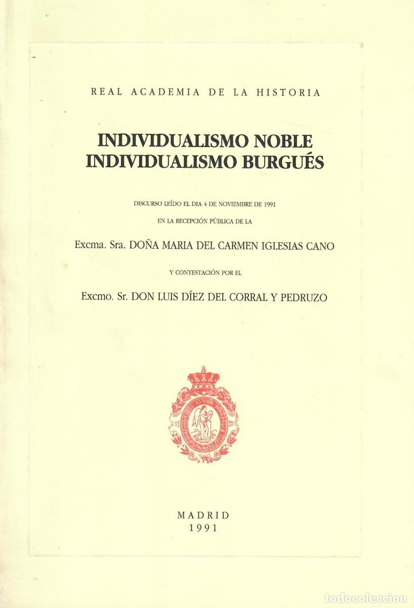 Second hand books: INDIVIDUALISMO NOBLE, INDIVIDUALISMO BURGU&Eacute;S / M&ordf; CARMEN IGLESIAS CANO