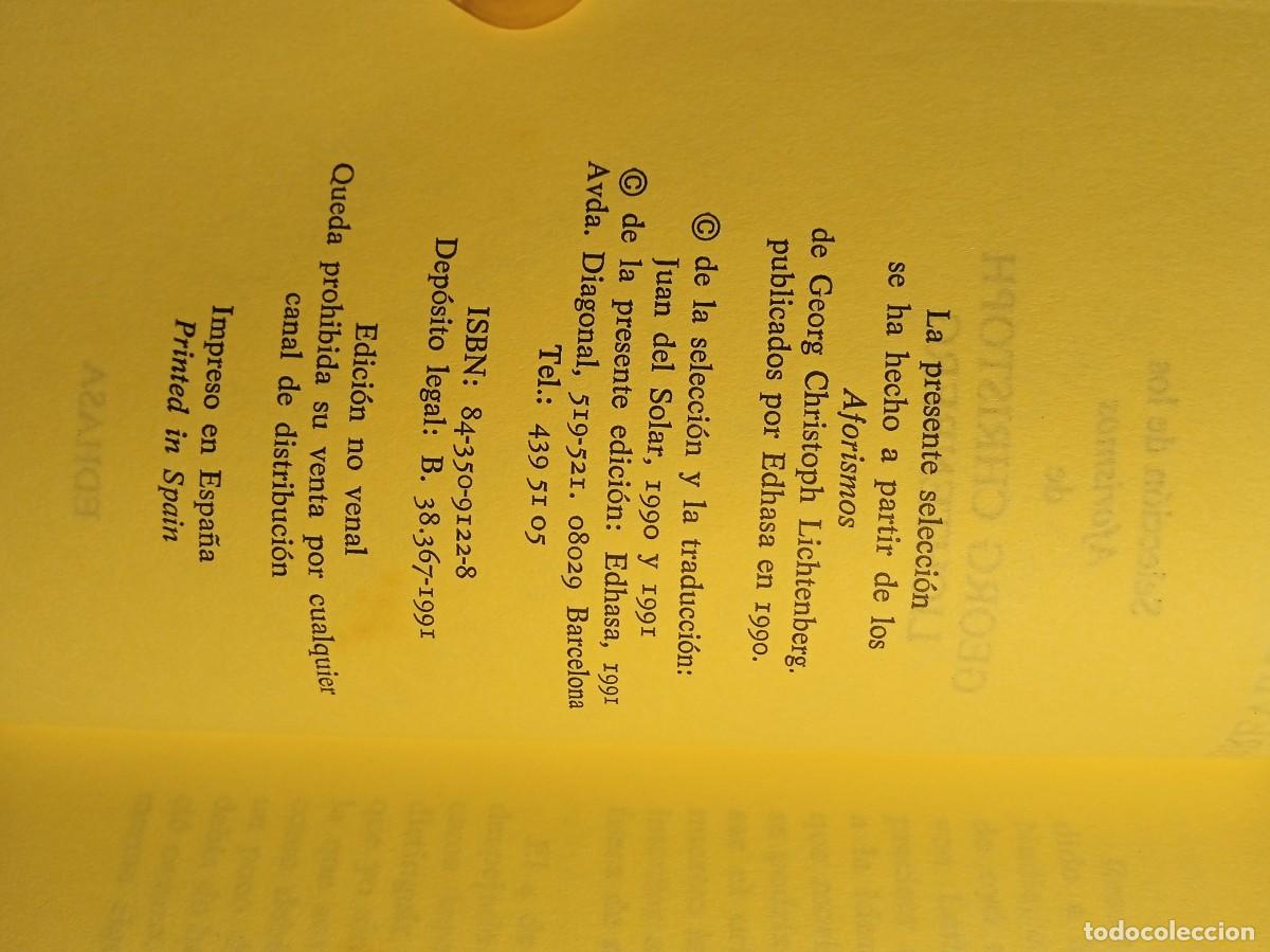 Libros de segunda mano: Breviario de aforismos Lichtemberg - Foto 4