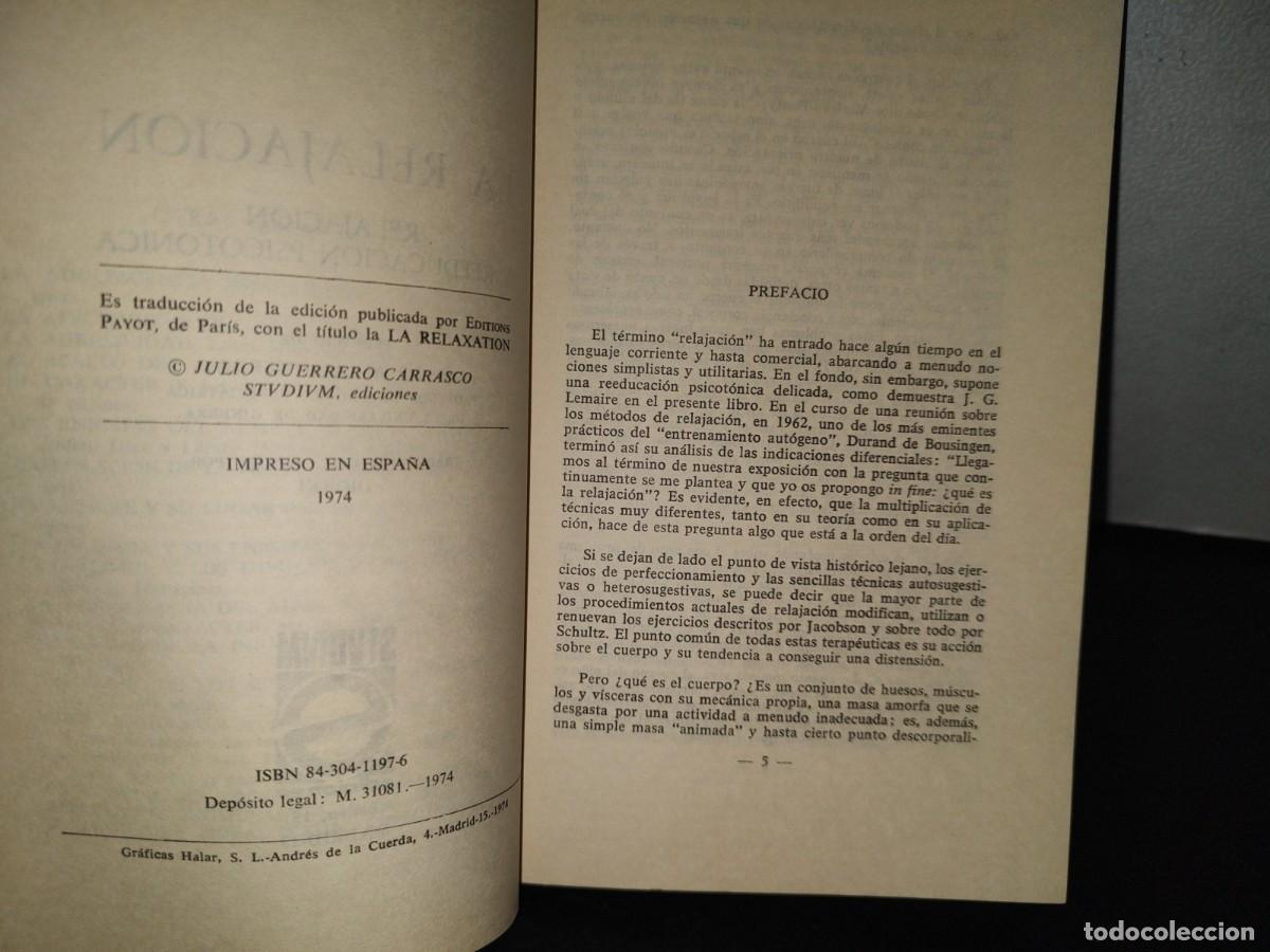 Libros de segunda mano: 82- LA RELAJACI&Oacute;N - DR. J. G. LEMAIRE - 1974 - Foto 5