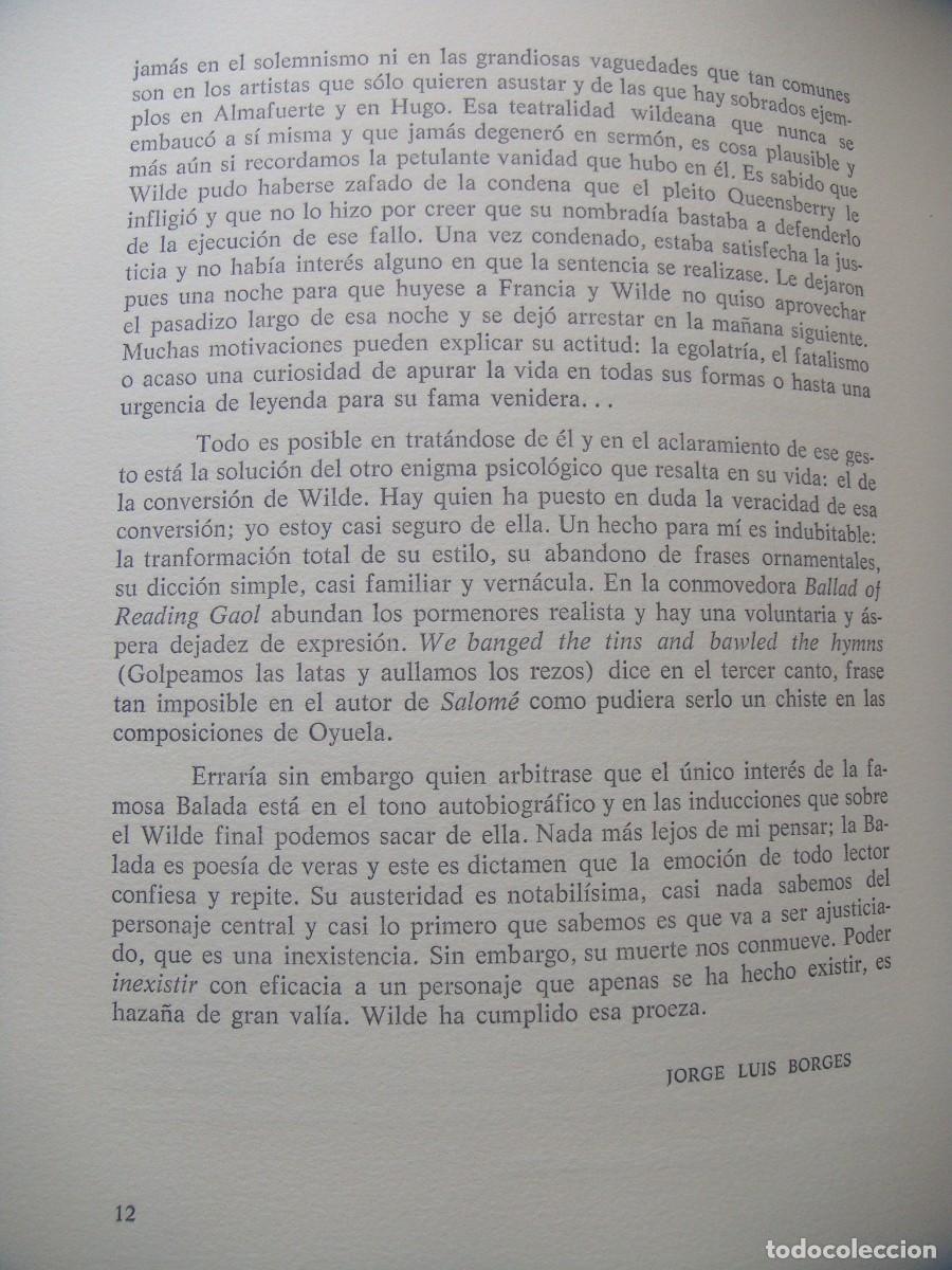 Libros de segunda mano: Oscar Wilde: BALADA DE LA CARCEL DE READING. Introducci&oacute;n. Jorge Luis Borges - Foto 3