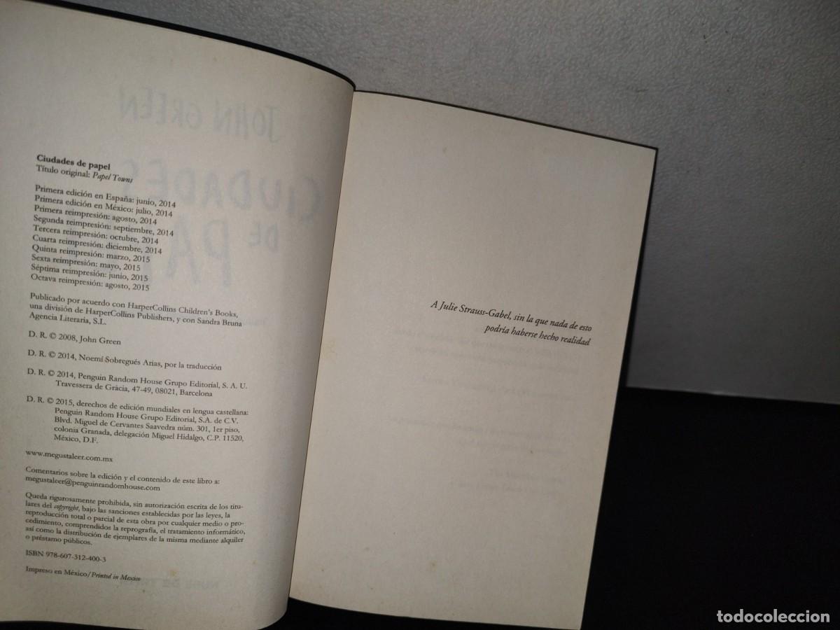 Libros de segunda mano: 84- CIUDADES DE PAPEL - JOHN GREEN - 2015 - Foto 6