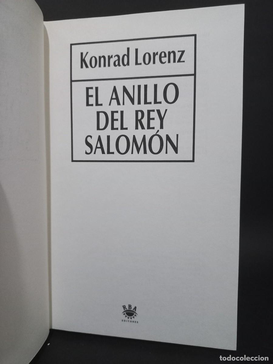 Libros de segunda mano: Konrad Lorenz - El Anillo del Rey Salom&oacute;n - 1993 - Foto 2