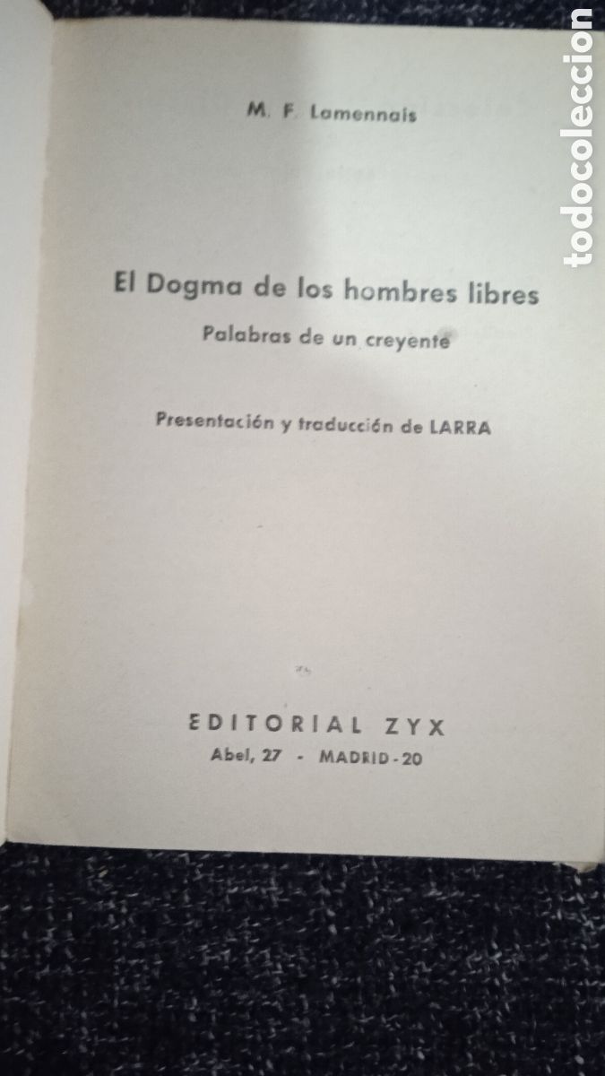 Libros de segunda mano: EL DOGMA DE LOS HOMBRES LIBRES, / LAMENNAIS. - Foto 2