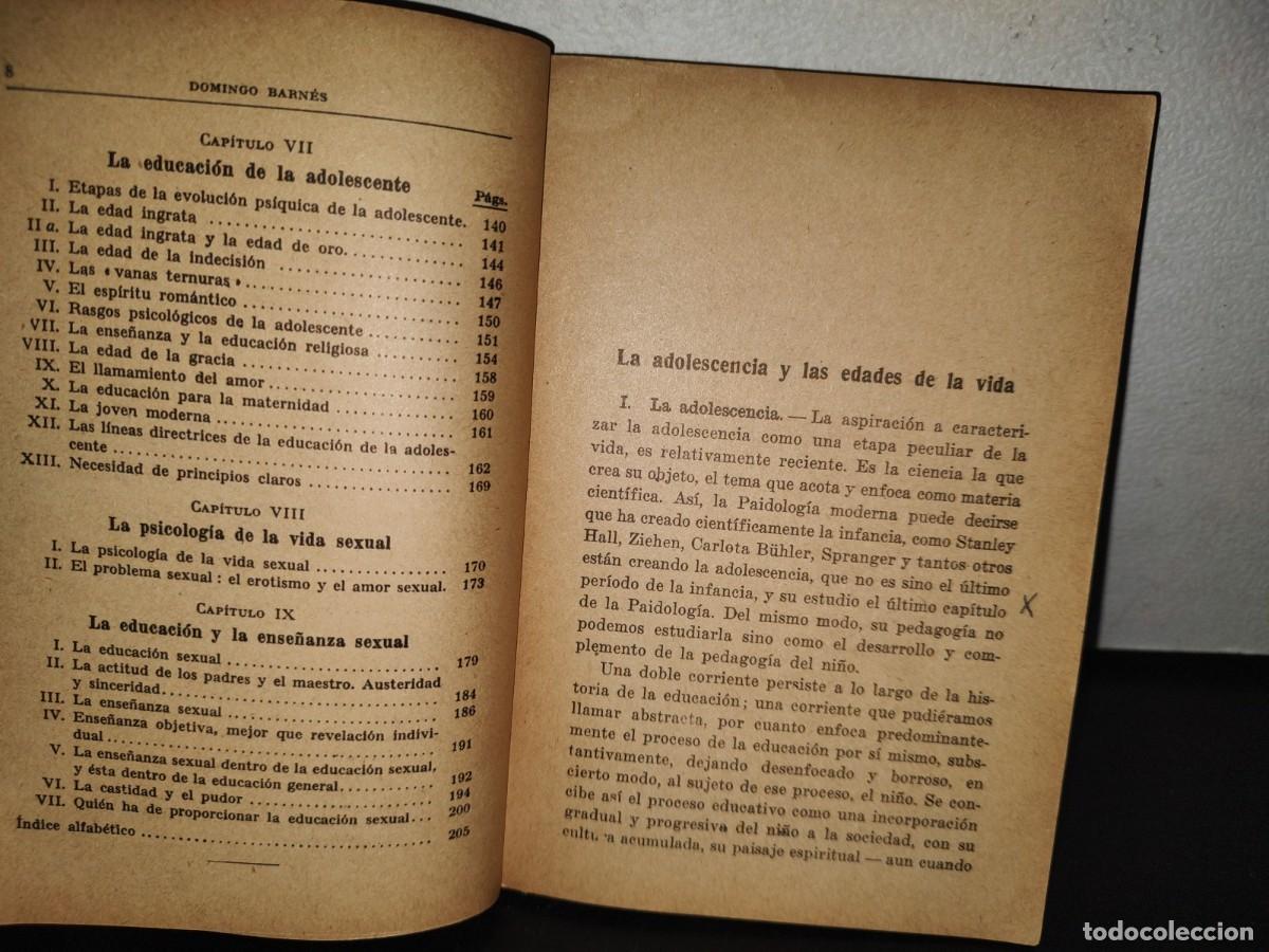 Libros de segunda mano: 85- LA EDUCACI&Oacute;N DE LA ADOLESCENCIA - DOMINGO BARN&Eacute;S - 1956 - Foto 7