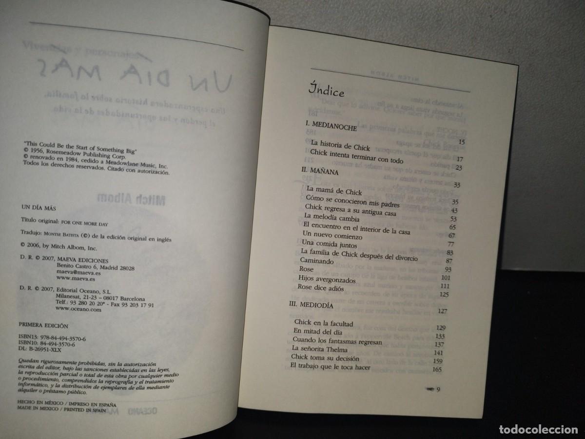 Libros de segunda mano: 85- MITCH ALBOM - UN D&Iacute;A M&Aacute;S - PRIMERA EDICI&Oacute;N 2007 - Foto 6