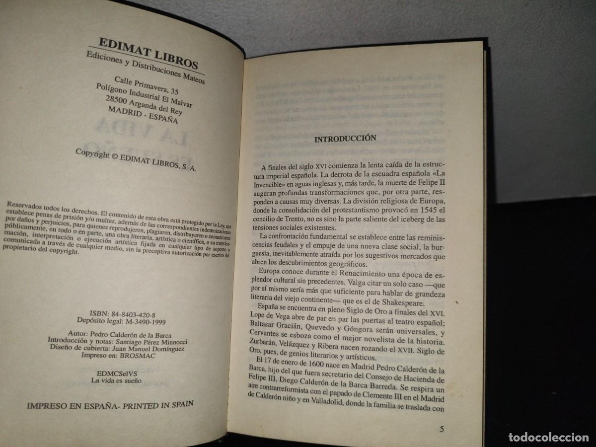 Libros de segunda mano: 85- LA VIDA ES SUE&Ntilde;O - CALDER&Oacute;N DE LA BARCA - EDIMAT LIBROS 1999 - Foto 5