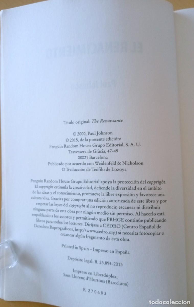 Libros de segunda mano: PAUL JOHNSON EL RENACIMIENTO - Foto 4