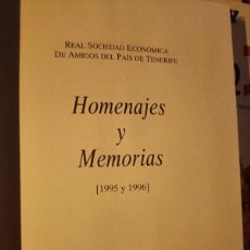 Libros de segunda mano: LIBRO HOMENAJES Y MEMORIAS 1995-1996 REAL SOCIEDAD ECONÓMICA DE AMIGOS DEL PAÍS DE TENERIFE
