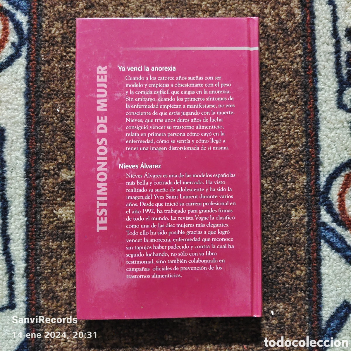 Libros de segunda mano: YO VENC&Iacute; LA ANOREXIA (NIEVES &Aacute;LVAREZ) (TESTIMONIOS DE MUJER) (RBA) - Foto 2