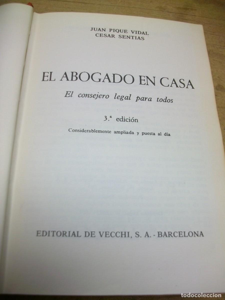 Libros de segunda mano: EL ABOGADO EN CASA EDITORIAL VECCHI 1968 TAPA DURA - Foto 2