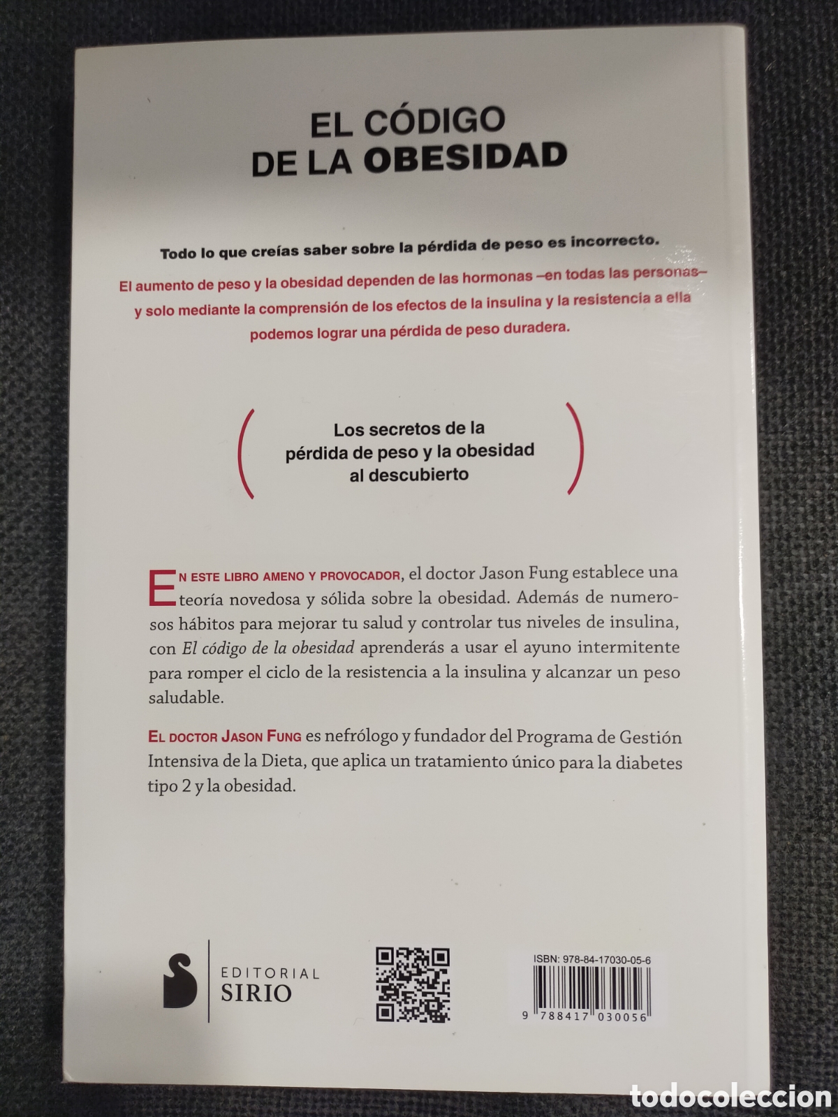 Libros de segunda mano: EL C&Oacute;DIGO DE LA OBESIDAD JASON FUNG SIRIO NUEVO - Foto 2