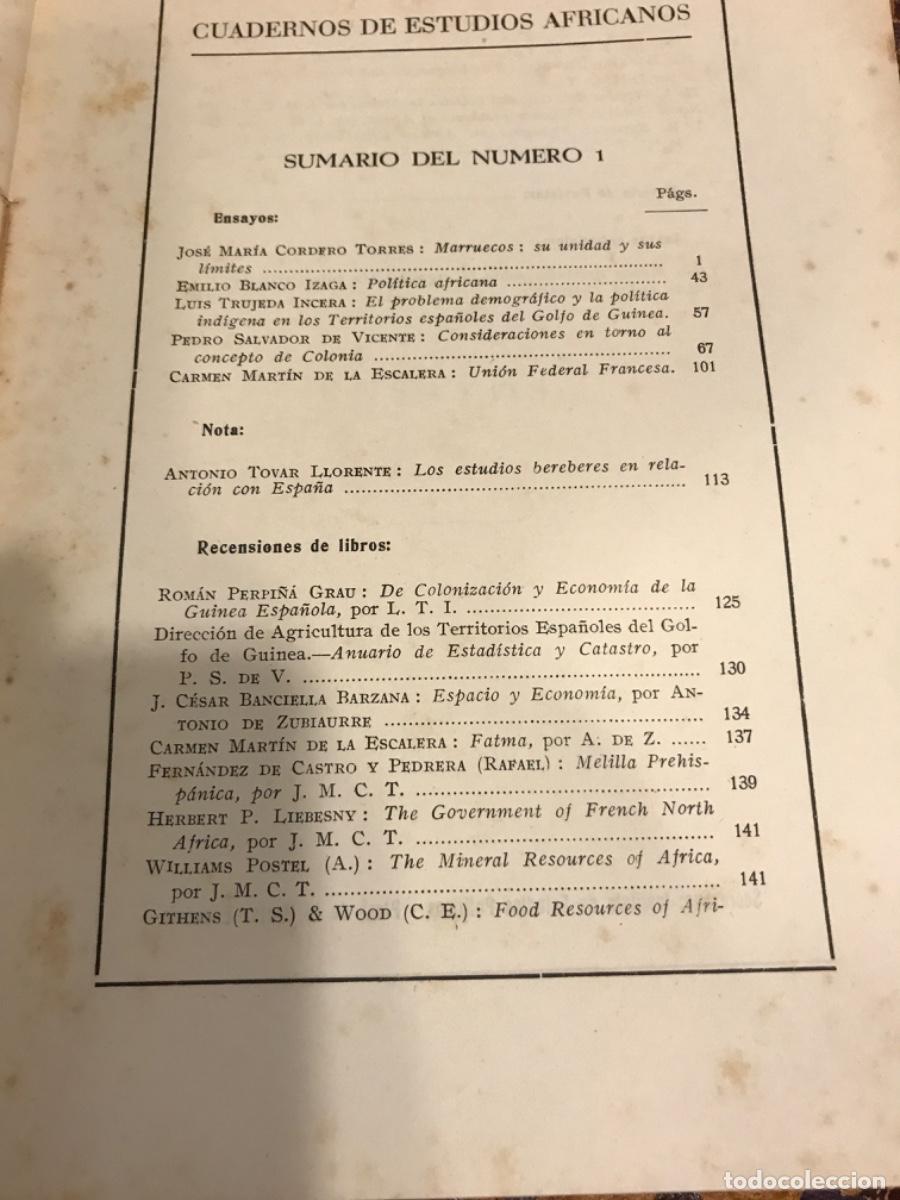 Libros de segunda mano: CUADERNOS DE ESTUDIOS AFRICANOS. N&ordm; 1. 1946 - Foto 2