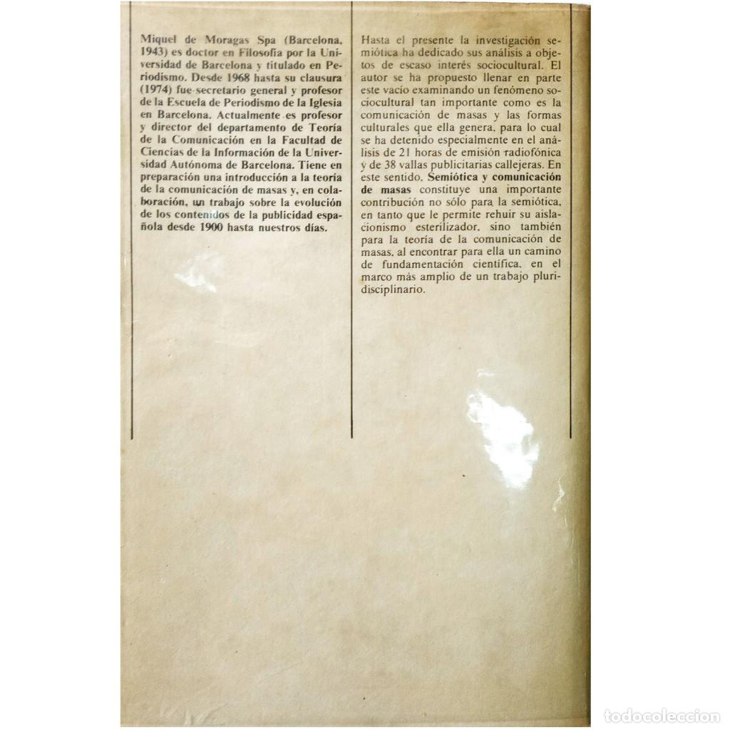 Libros de segunda mano: SEMI&Oacute;TICA Y COMUNICACI&Oacute;N DE MASAS. Moragas Spa, Miquel De - Foto 2