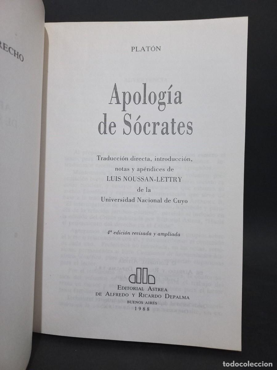 Libros de segunda mano: PLAT&Oacute;N - APOLOG&Iacute;A DE S&Oacute;CRATES - 1988 - Foto 2