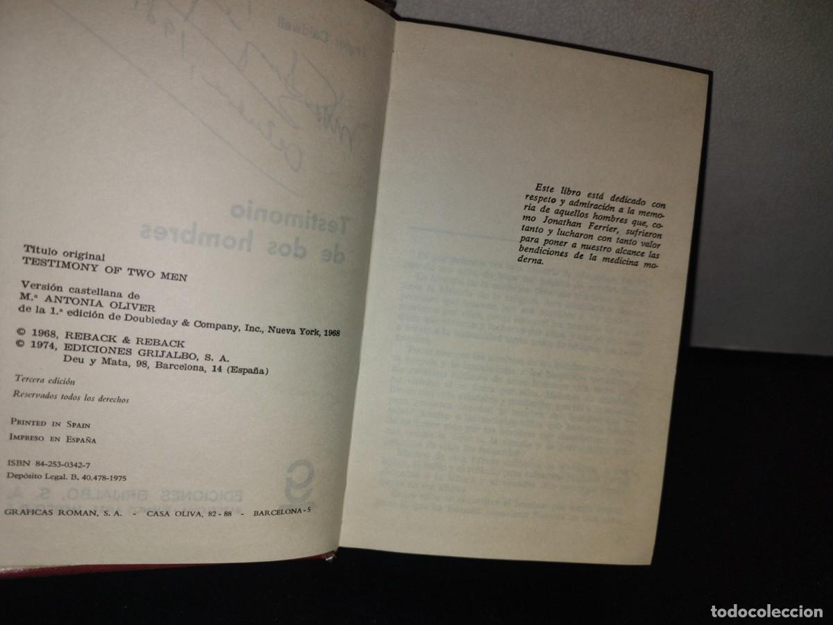 Libros de segunda mano: 129- TESTIMONIO DE DOS HOMBRES - TAYLOR CALDWELL - 1976 - Foto 6