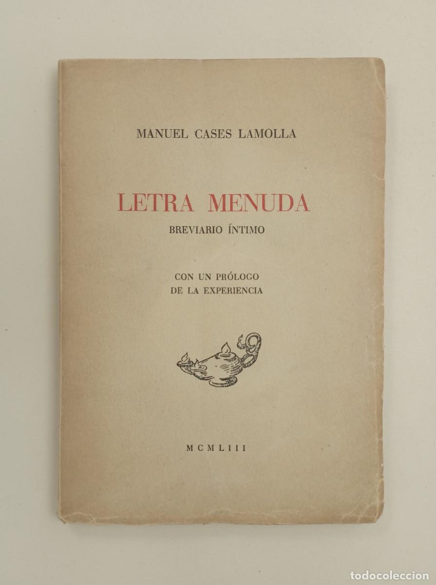 Gebrauchte B&uuml;cher: Manuel Cases Lamolla. Letra menuda, breviario &iacute;ntimo. Dedicataria a Emili Porta