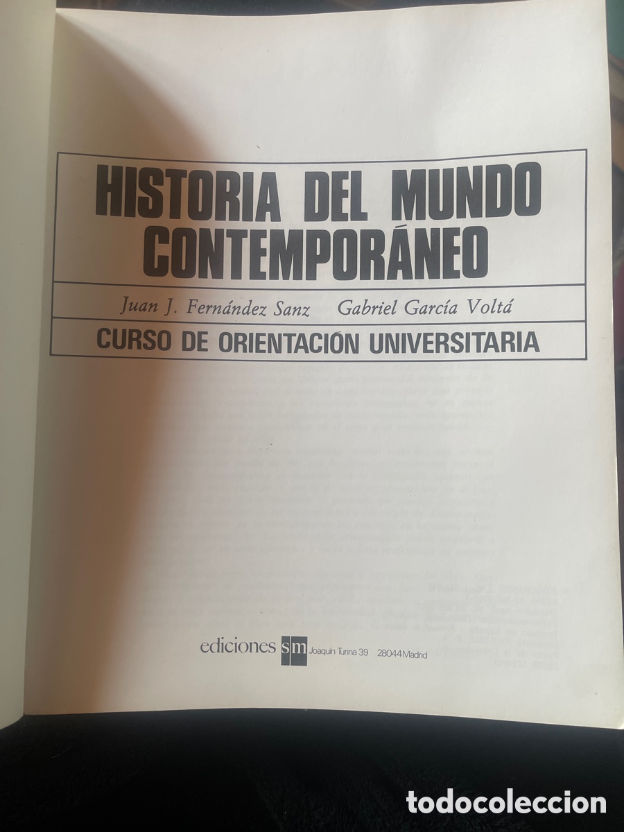 Second hand books: HISTORIA DEL MUNDO CONTEMPORANEO. CURSO DE ORIENTACION UNIVERSITARIA. SM EDICIONES