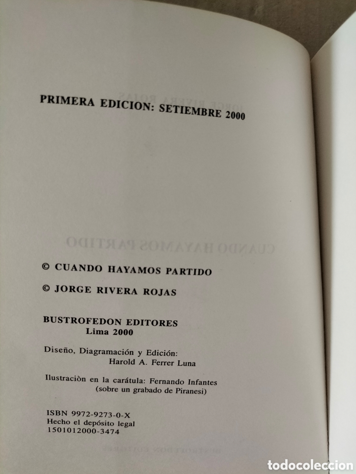 Libros de segunda mano: Cuando hayamos partido. Jorge Rivera Rojas. Bustrofedon editores, 2000. Libro - Foto 3