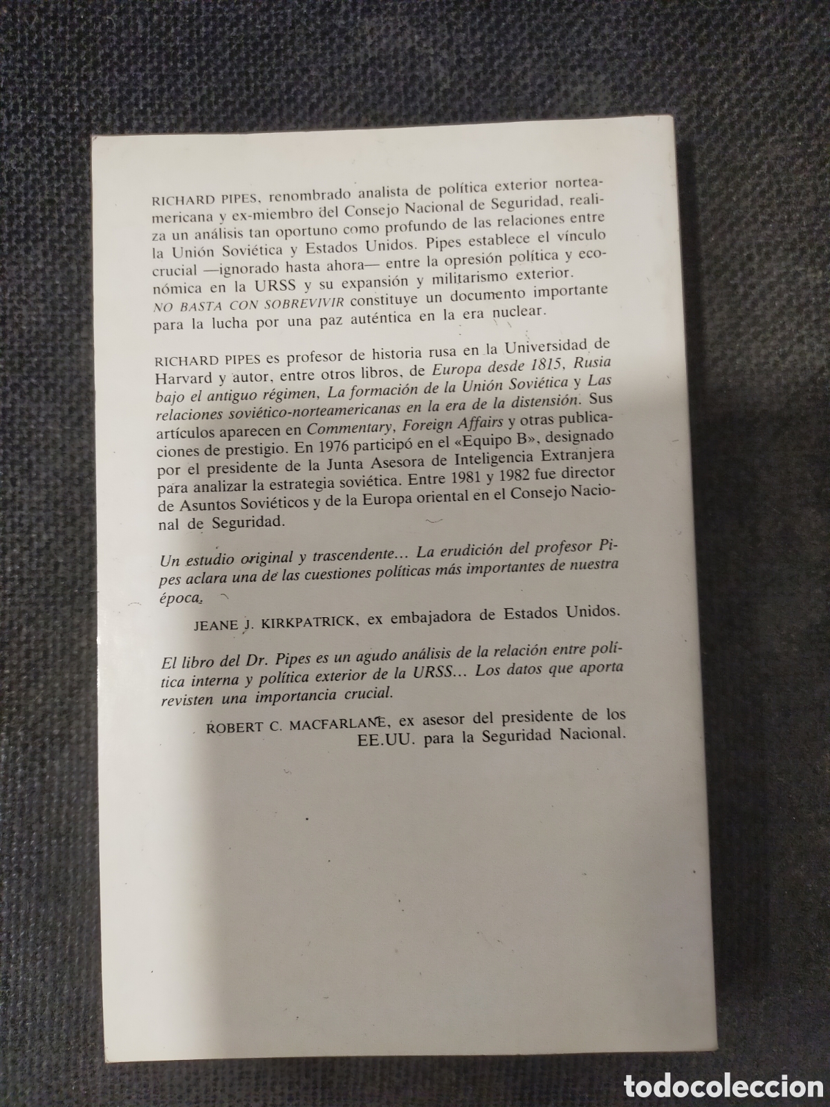 Libros de segunda mano: SOBREVIVIR NO ES SUFICIENTE RICHARD PIPES estado normal bueno - Foto 2
