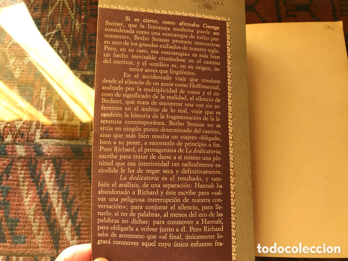 Libros de segunda mano: La dedicatoria. Botho Strauss. Alfaguara - Foto 4